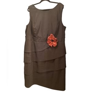 Dressbarn Black Tank Sheath Dress with Red Accent Flower Size 22